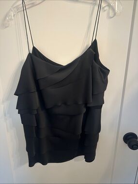 Jason Wu Black Tiered Silk-Feel Camisole